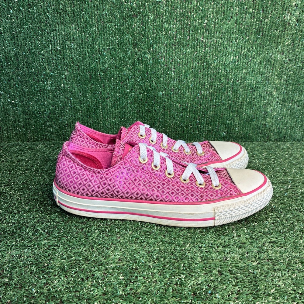 Converse Chuck Taylor All Star Geo Diamond Glitter Low Top Sneaker Pink Womens 8
